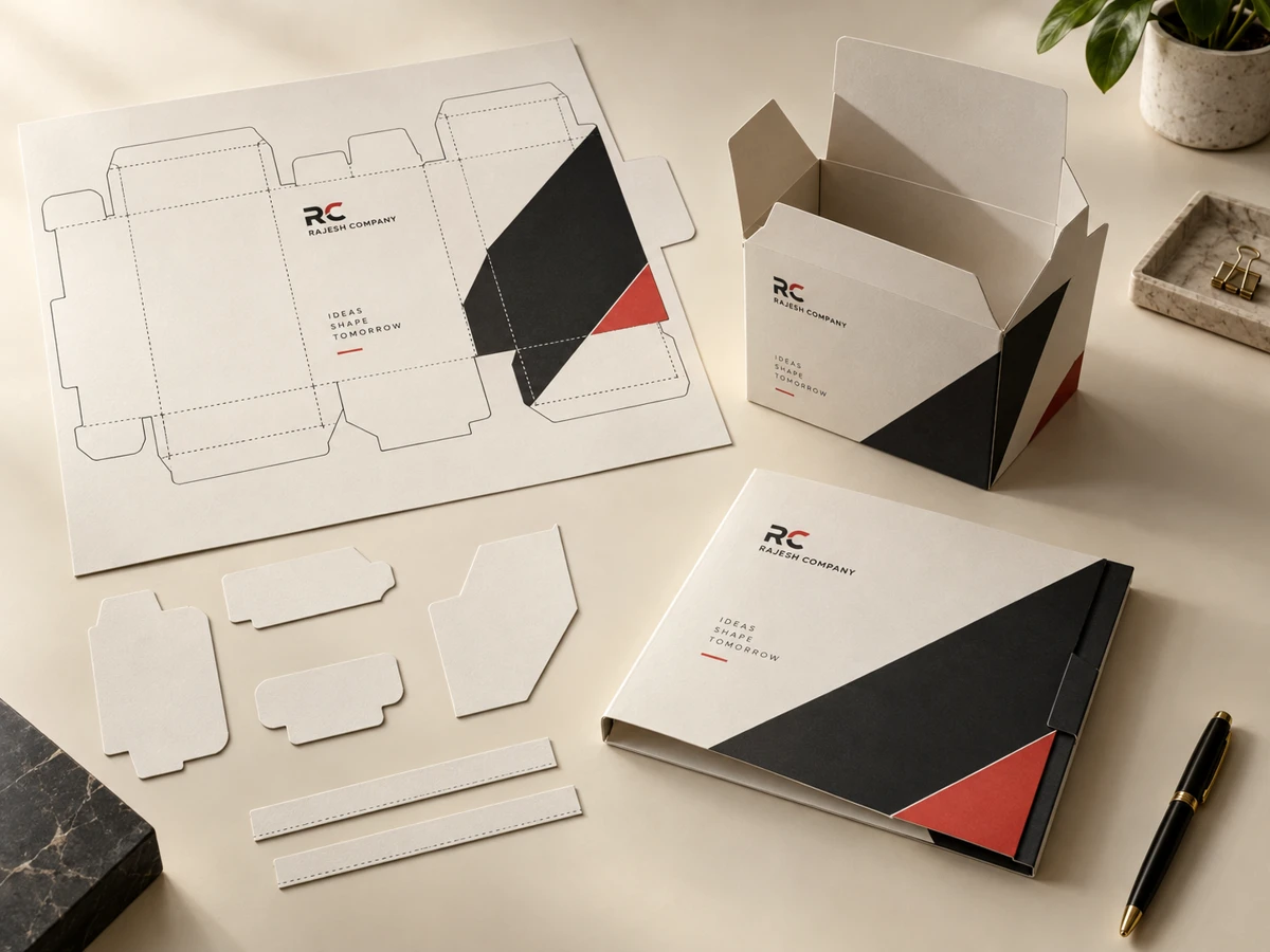Printed examples illustrating die-cutting & folding