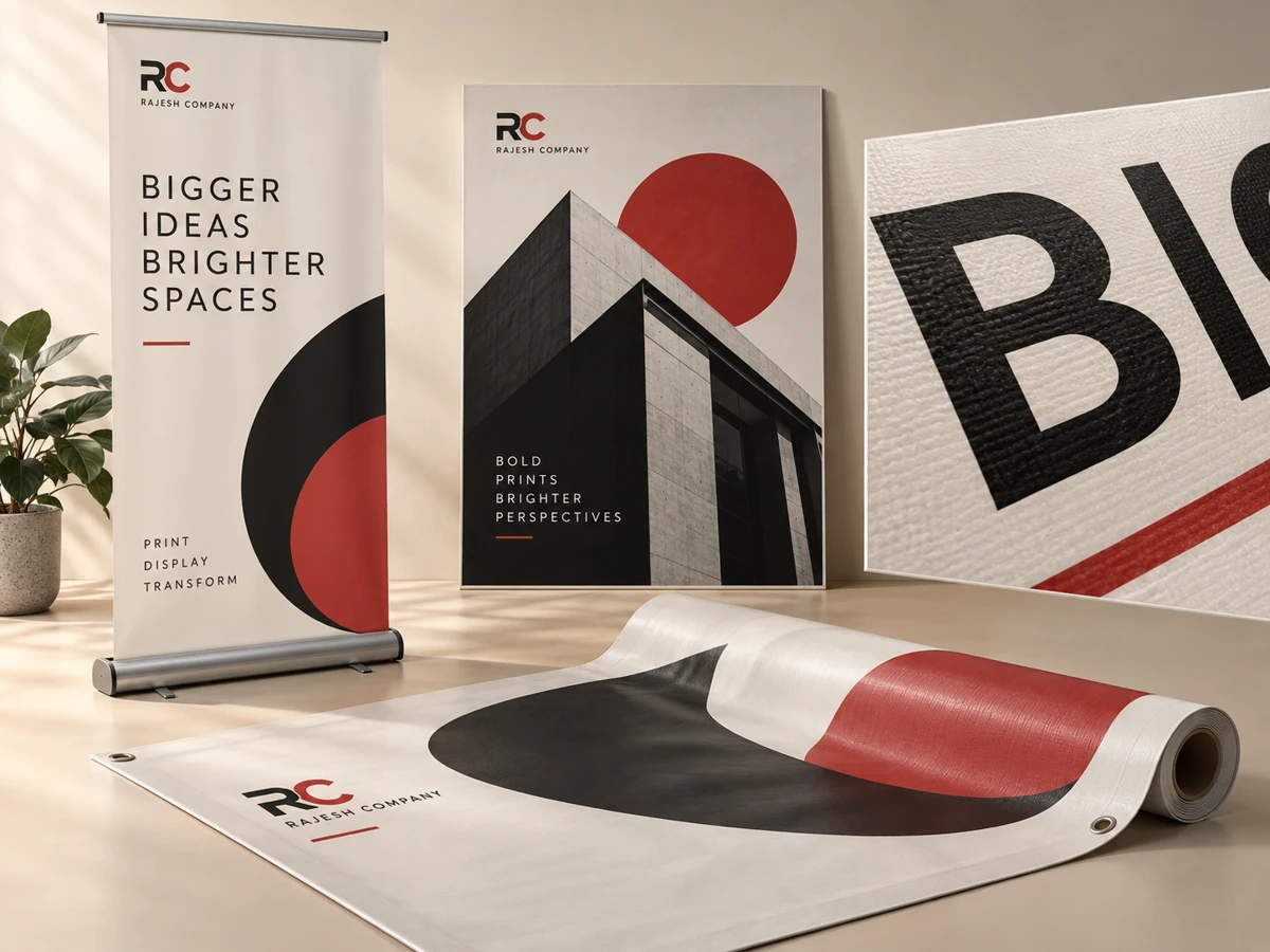 Printed examples illustrating large-format printing