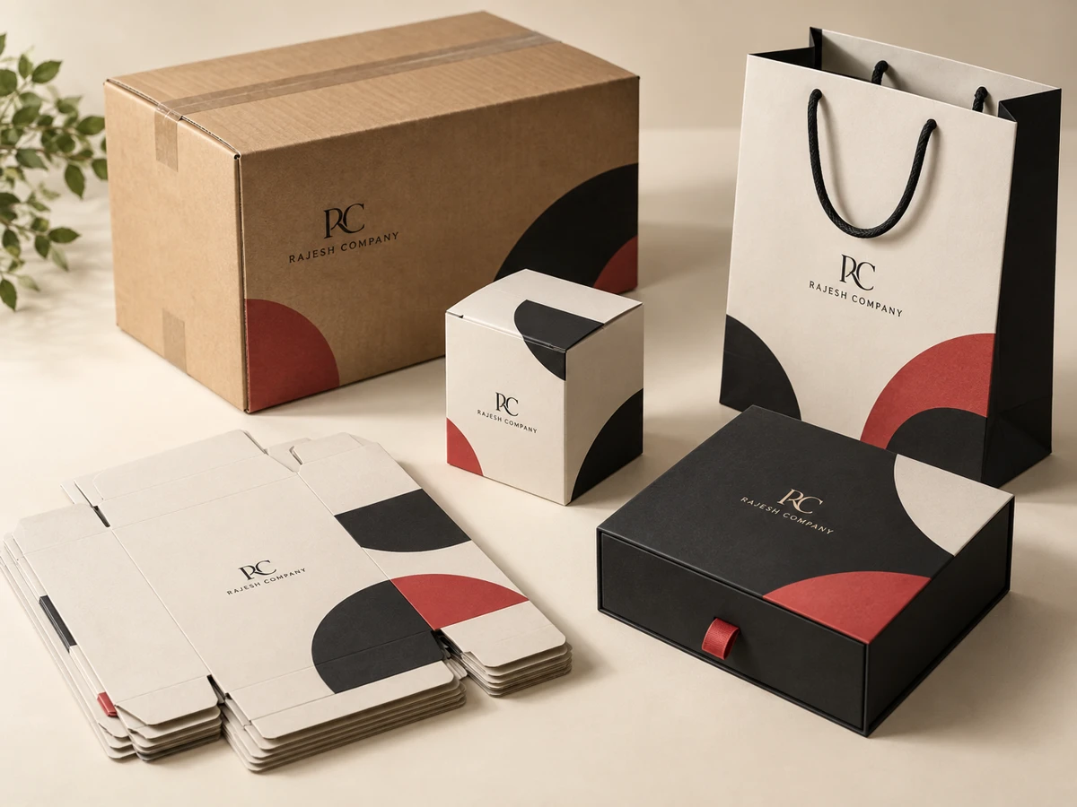 Printed examples illustrating packaging