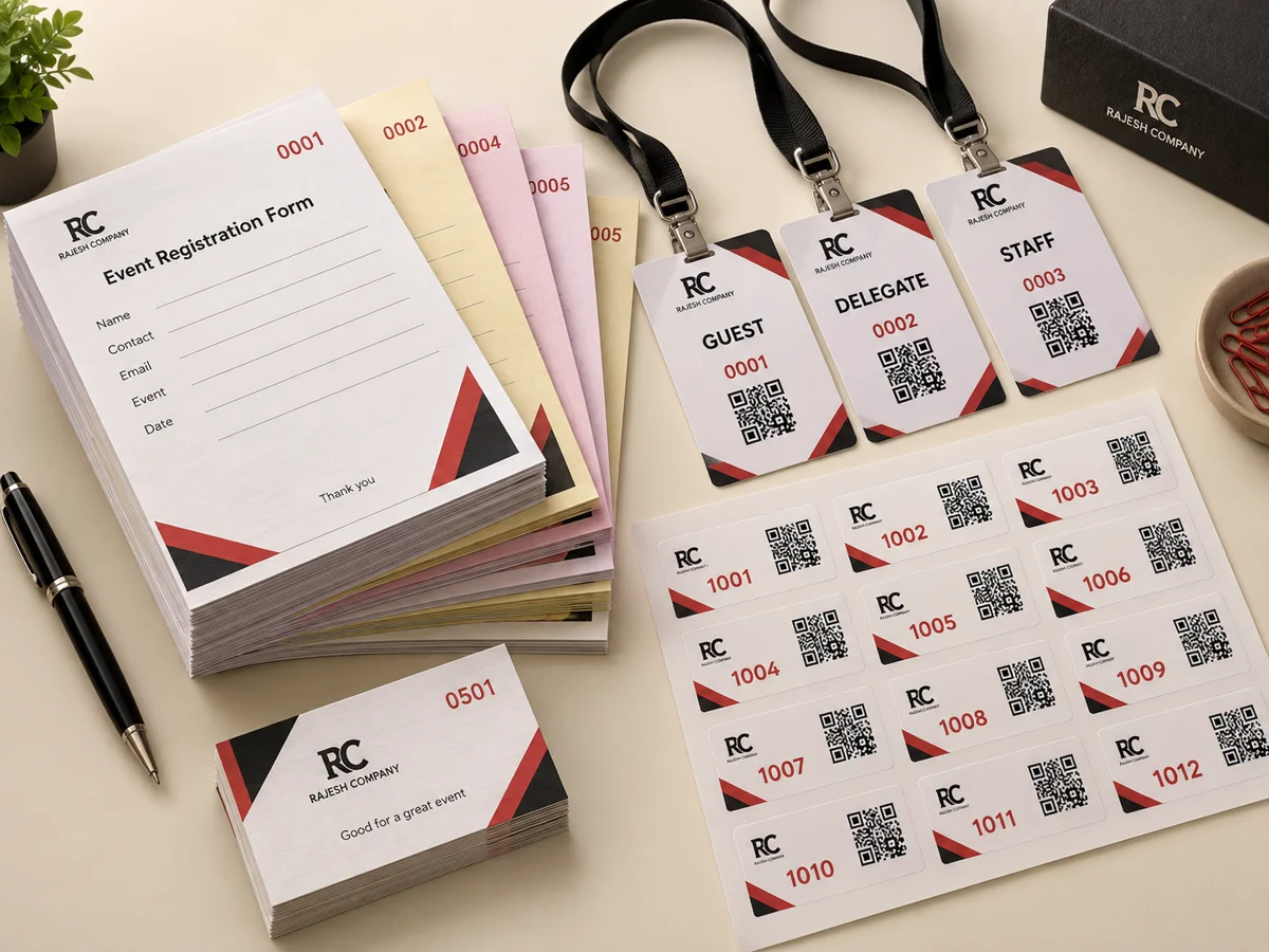 Printed examples illustrating variable data & numbering